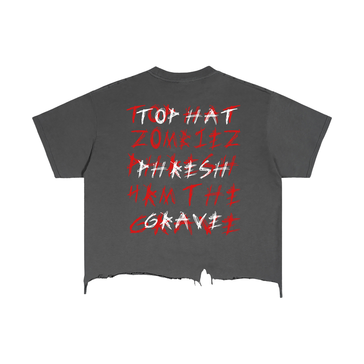 THZBZ Vintage Wash Boxy Distressed Hem T-Shirt