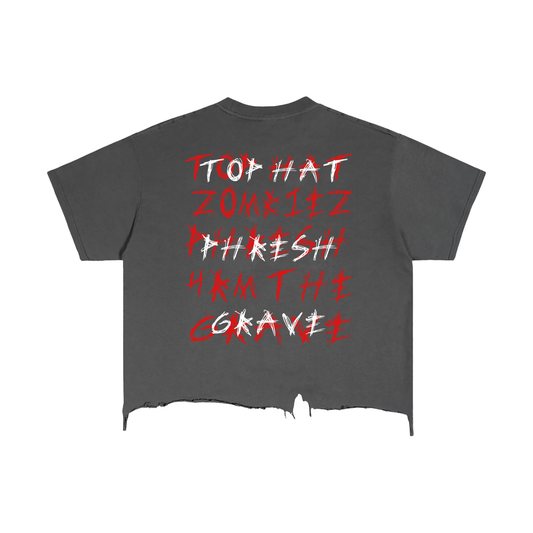 THZBZ Vintage Wash Boxy Distressed Hem T-Shirt